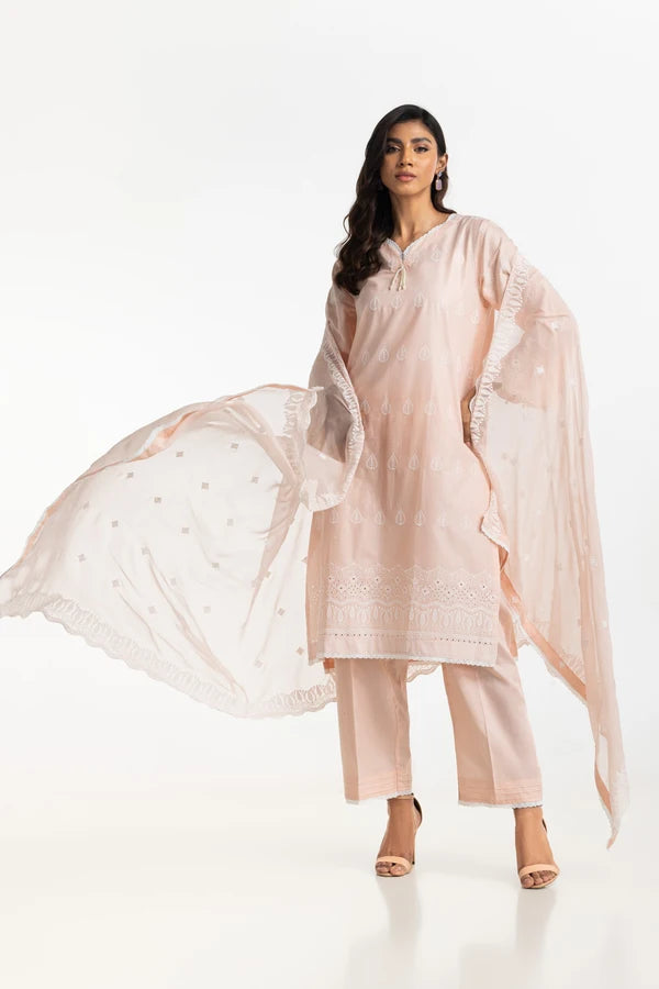 3PC Lawn Schiffli Embroidered Suit IUSTKSD-532